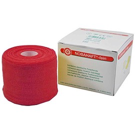 1x Nobahaft® Fine Cohesive Fixation Bandage Compression Bandage Underlay, Red, 6 cm x 20 m Roll