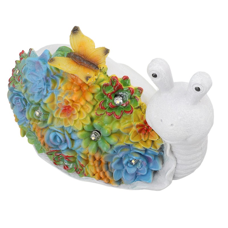 Solar Snail Statue Waterproof Cute Snail Figurine Succulents Garden Ornament