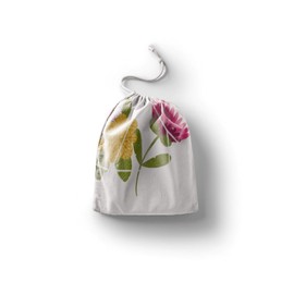 Le Jardin du Lin Printed Cotton Bags with Drawstring, Shopping Bag, Fabric Bag, Fabric Bag, Vegetable Bag, Reusable, Environmentally Friendly, Multipurpose, Foldable, Size: 12 x 15 cm