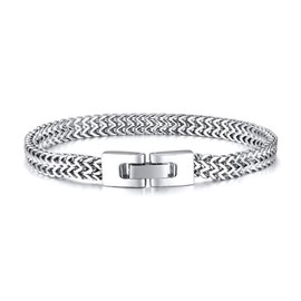 GUTERTOP Men's Stainless Steel Bracelet, Men's Bracelet, Christmas, Father's Day, Valentine's Day, Birthday Gift, Love Gifts, Jewellery Gift for Boyfriend, Husband, Dad, Men (Silver), Stainless Steel,