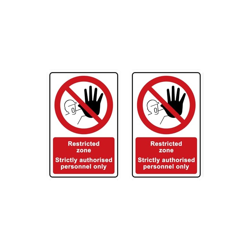 Restricted Zone Plastic Signs, Strictly Authorised Personnel Only, Pack of