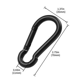 4Pcs Stainless Steel Spring Snap Hook Carabiner 304 Stainless Steel Heavy Duty Clips for Backpack Hiking Camping（Black,2.75inch）