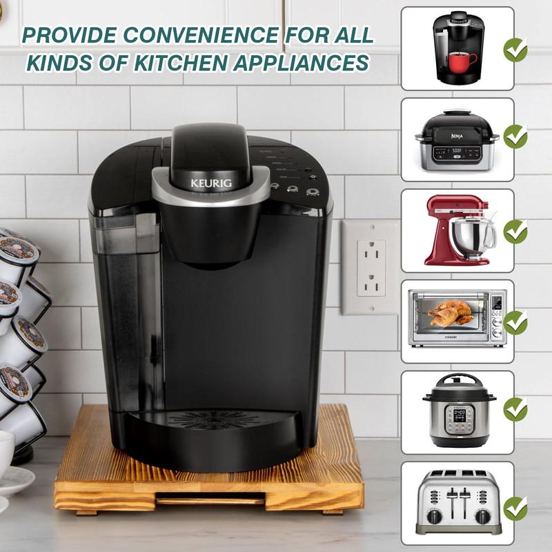 ANBOXIT Appliance Slider, Wooden Sliding Tray for Coffee Maker, Coffee