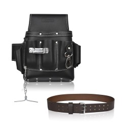 TRUTUCH Black Leather Electrician Tool Pouch with Leather Work Belt | Carpenter