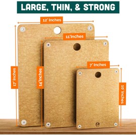 Earth’s Dreams Wood Cutting Board Set 3-Piece: Small, Large & Extra Large - Charcuterie Board, Non-Plastic, Non-Toxic, Heavy-Duty, Dishwasher Safe (Tan)