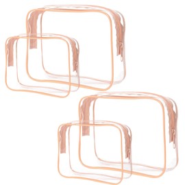 Siomlana 4-Piece Set Cosmetic Pouch, Waterproof, Transparent Makeup Pouch, Large Size, Toiletry Bag, Lightweight, Vanity Pouch, Cosmetics Pouch, Popular, Multifunctional, Cosmetics Storage, Convenient