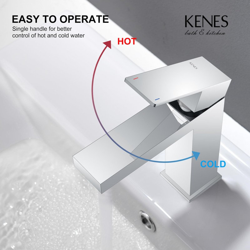 KENES Chrome Bathroom Faucet Single Handle Bathroom Sink Faucet Lavatory