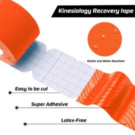 Kinesiology Tape Precut 3 Rolls, Athletic Sports Tape for Muscle Joints Support, 60 Strips for Knee Ankle Shoulder Wrist, Latex Free and Water Resistant, Orange