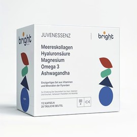 Premium Meereskollagen mit Magnesium, Omega-3 1000 und Ashwagandha - Stressabbau, Verbessert Stimmung und Schlaf | 28 Tagesportionen