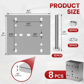 MooxHAI 8 Pcs E Track Plate | E-Track Backing Plate Installation Kit | Heavy Duty E-Track Rail Accessories with Bolts, Nuts and Washers | Suitable for Trucks, Trailers, Wooden Floors