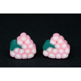 Miniblings Grape Stud Earrings Grape Fruit Pink Handmade Fashion Jewellery, Polymer Clay