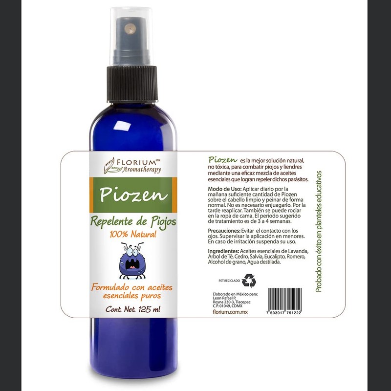 Piozen - Repelente Natural Para Piojos 125 ml Auténtica Aromaterapia