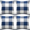 Artaimee Dark Blue and White Buffalo Check Plaid Throw Pillow