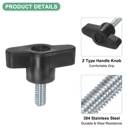 M METERXITY 10-Pack Thumb Screws, 1/4"-20x12mm Tee Wing Knobs, Plastic T Handle Clamping Screw Knob for Woodworking/Machinery/Equipment, Inch Thread Thumbscrew [Black]