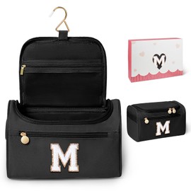 COSHAYSOO Hanging Travel Toiletry Bag for Women Toiletries Cosmetic Organizer Employee Appreciation Thank You Gifts for Social Worker Coworker Farewell Leaving Female Boss Birthday Gift Black M