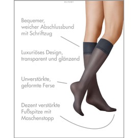 Kunert Women's 183000 Satin Look 20 Knee-High Socks, Blue (marine 0880), 39-42 (Manufacturer size: 39-42)