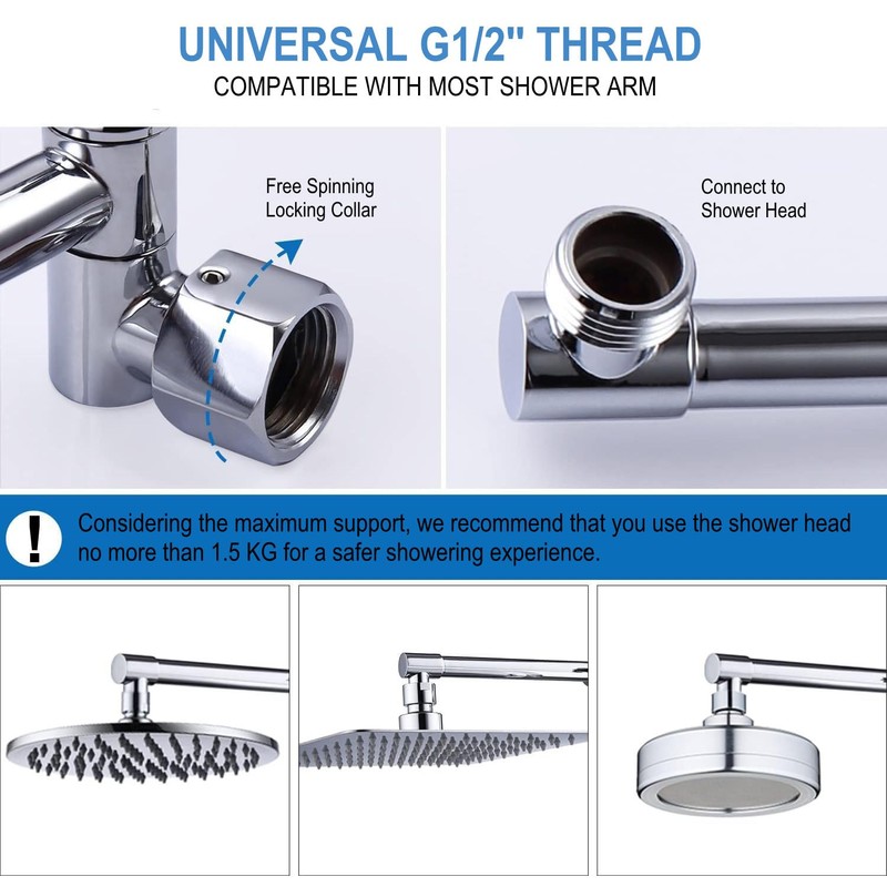 JINYOMFLY Shower Arm Extension 16" Shower Head Extension Arm Shower