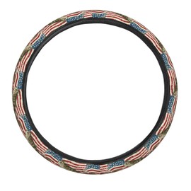 Buyidec Bass Fishes American Flag Steering Wheel Covers Anti-Slip Elasticity Car Accessories Steering Wheel Protector Universal 15 Inch for Cars SUV Vehicle Truck