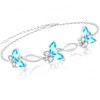 SUNCHIO Practical Gifts 925 Sterling Silver Blue Butterflies Bracelet Birthstone