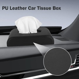 PU Leather Car Napkin Box Universal Hanging Black Auto Tissue Holder