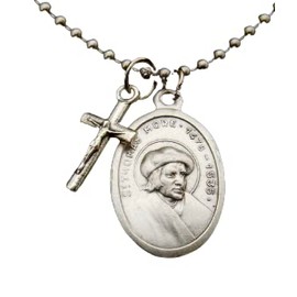 Saint Thomas More Necklace, Patron Saint of adopted children, lawyers, civil servants, politicians, and difficult marriages, 30" Stainless Steel Ball Chain