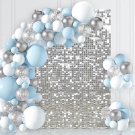 Silver Shimmer Wall Backdrop Panels 3ftx4ft Glitter Disco Sequin Party Photo Background for Wedding Bridal Shower Birthday Graduation Decorations