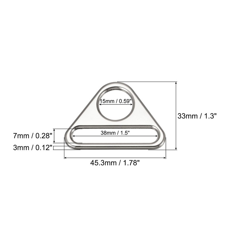 sourcing map Triangular Adjuster with Swivel Bracket D Ring Buckle,
