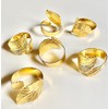 Milkcat Gold Napkin Rings Set of 6 Leaf Design Dinner