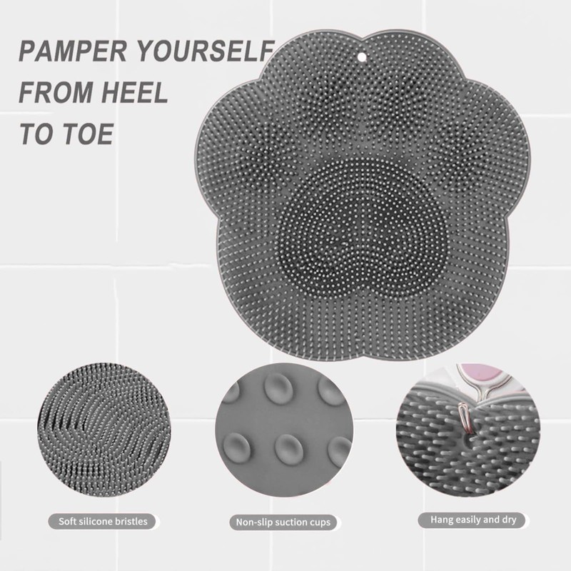 2 PCS Larger Shower Foot Scrubber and Massager Mat with