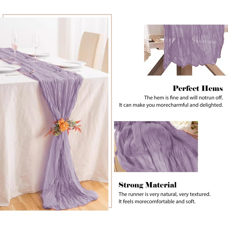 6 Pack 10 Ft Cheesecloth Table Runner Dusty Light Purple