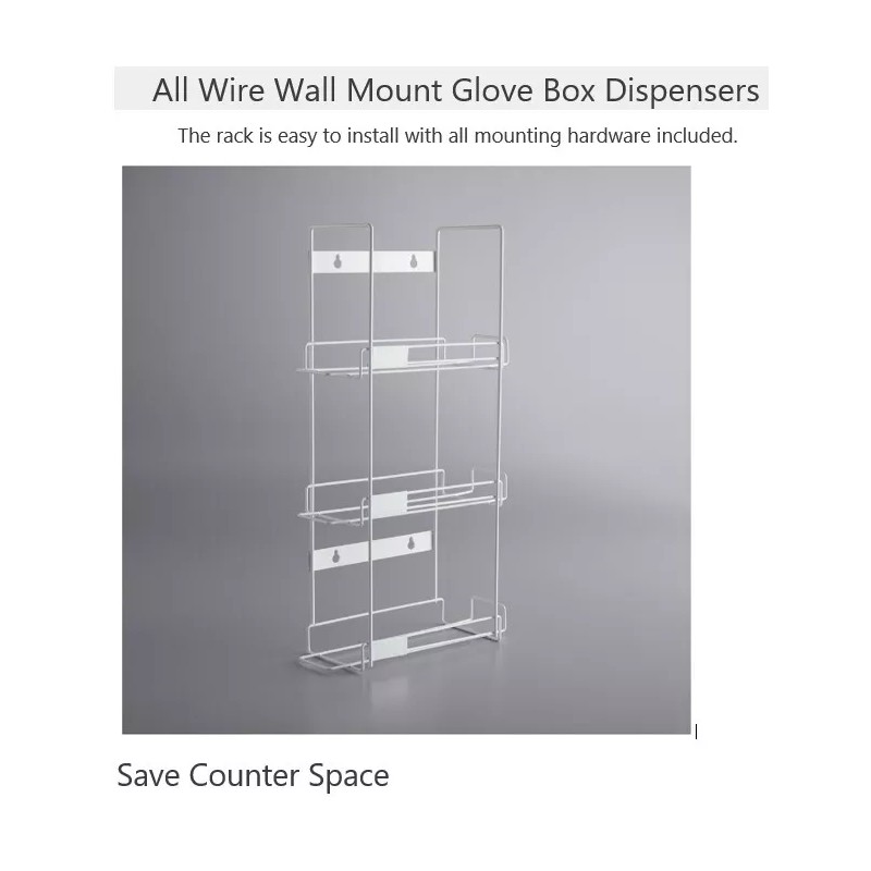 Noble 3-Tier Design Glove Box Holder White Wire Wall-Mount Saves