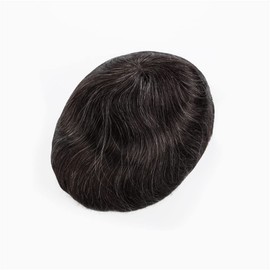 LLWear Toupee for men Human Hair and 0.03mm Super Thin Skin All V-looped Technology with 8x10 Inch Base Cap Hair Pieces Replacement system for men #1B20(with20% white hair)