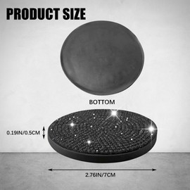 2PCS Bling Car Cup Coasters, Crystal Rhinestone Auto Cup Holder Insert Coaster, Anti-Slip Shockproof Diamond-Encrusted Car Water Coaster, Universal Automotive Accessories for Women (Black)