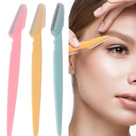 18 Pcs Eyebrow Razors，Portable Eyebrow face Razors Facial Shaver Eyebrow Remover with Cover for Women and Men（Green Pink Yellow）