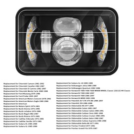 xinyee 5 Inch LED Headlight 4x6 Inch Car Rectangular Headlight with DRL Turn Signal High/Low Beam replacement for Peterbilt Kenworth Oldsmobile Cutlass(Pack of 1)