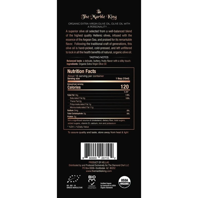 The Marble King - Organic Extra Virgin Olive Oil |