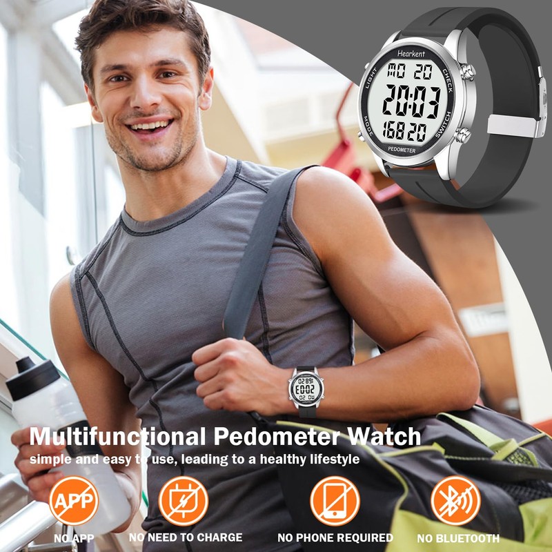 Hearkent Pedometer Watch for Walking for Senior No App Required