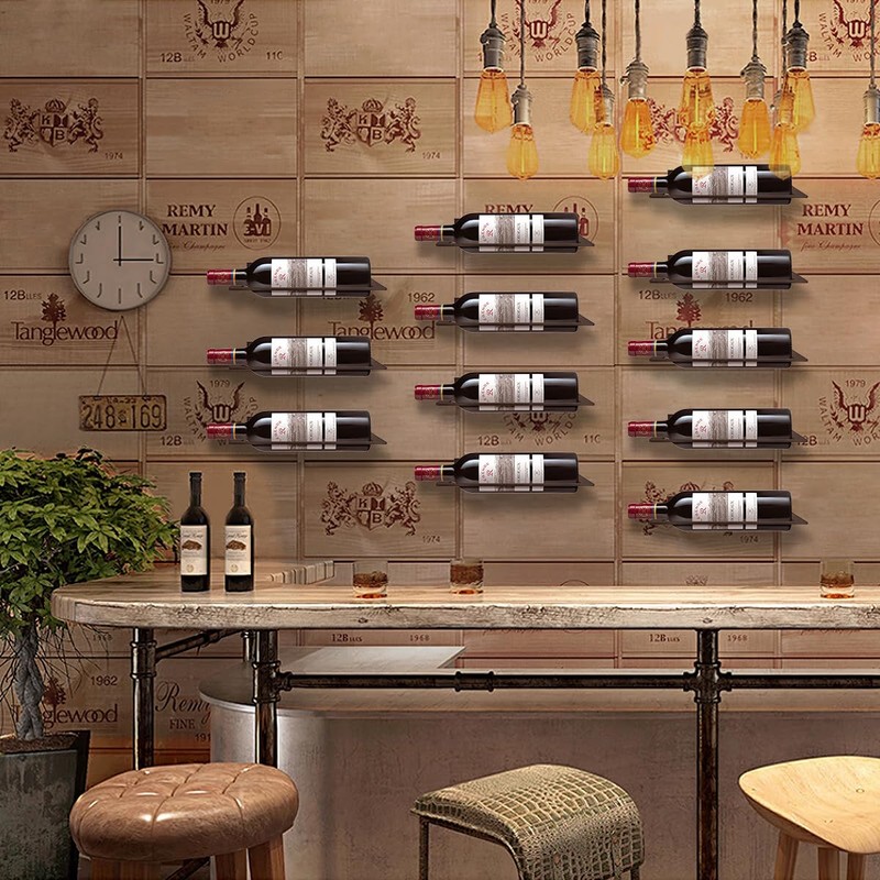 GeLive Wall Mounted Wine Bottle Holder Individual Wine Rack Aluminum