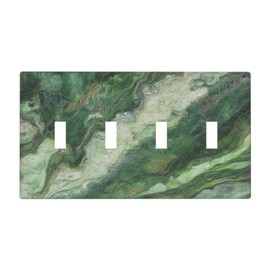 JDAKHD Light Switch Cover Plate Green Marble-Like Texture with Abstract Wavy Veins Decorative Quad Toggle Wall Plate Pc 4 Gang Switchplate Electrical Faceplate for Modern Home Decor