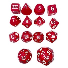 Red - 14 Unusual Dice Set Approved for Use with Dungeon Crawl Classics - DCC