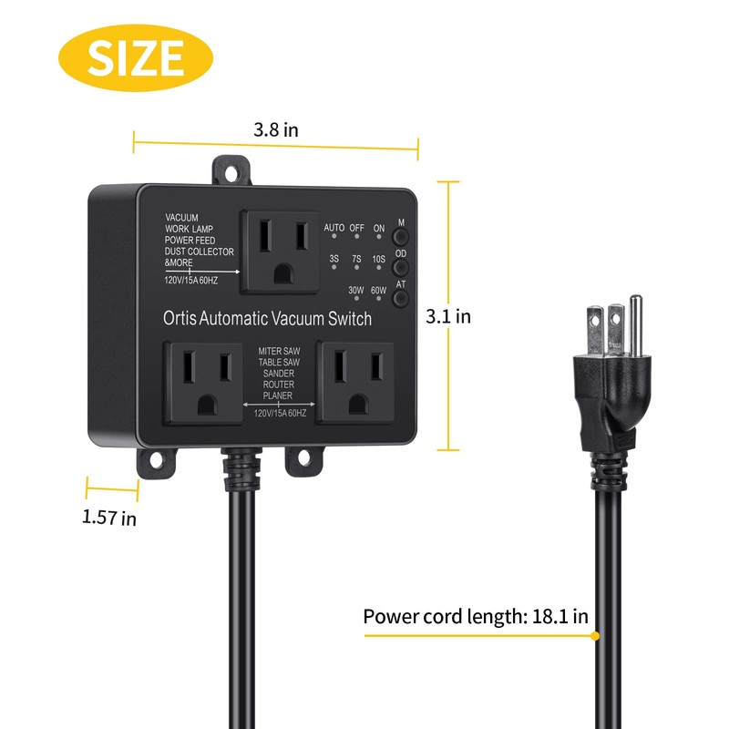 Automatic Vacuum Switch with Extra Outlet for Using More Power