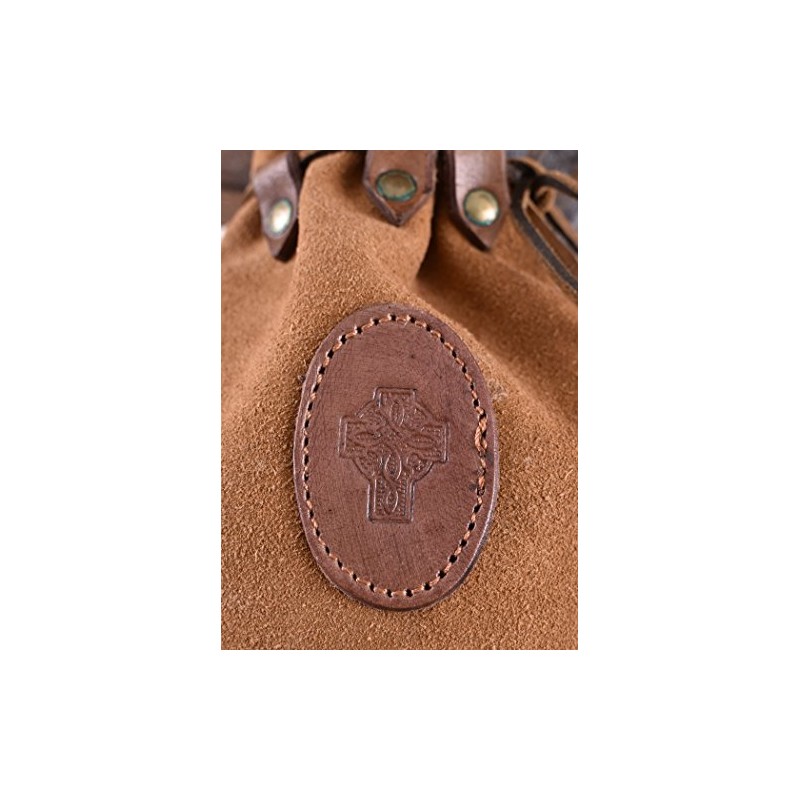 Battle-Merchant Medieval Leather Bag with Celtic Cross and Robust Leather