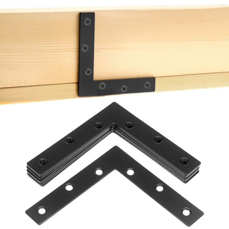 QWORK Flat L Brackets for Wood, 8 Pack Heavy Duty