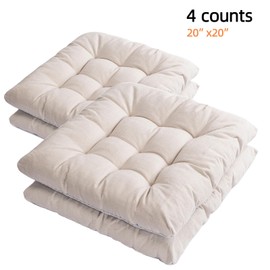 SEKUMDAN Outdoor Indoor Chair Cushions 20"x20" - Patio Furniture Cushion Set of 2 or 4 Comfortable Non-Slip Seat Pads Cover for Wicker Adirondack Deck Rocking Metal Chairs Universal Fit (4, Cream)