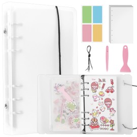 Reusable Sticker Book 120 Sheets, Black Sticker Collecting Album 5.12*7.32*1.42in Sticker Binder Storage Book Sticker Organizer Collection for Collecting Stickers with Pouch, Tweezer and Spatula, A6