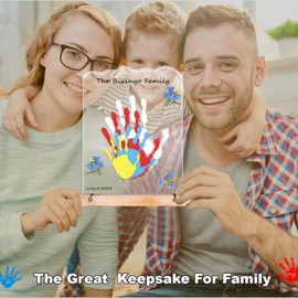 Bixinyo Family Handprint Kit with Light, Baby Hand and Footprint Kit, Family Gifts for New Parents, Adoption Gifts, Baby Shower New Mom Gifts, Wooden Craft Family Keepsake