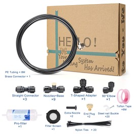 AbrirTrail Misters for Outside Patio, Misting System 50FT Misting Line+17 Brass Misting Nozzles +Brass Adapter(3/4") Patio Misters for Cooling Outdoor Backyard, Greenhouse, Trampoline and Canopy