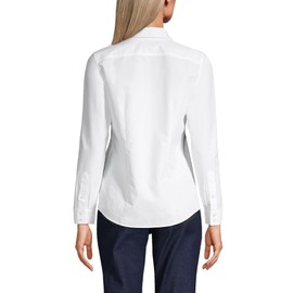 Lands' End Womens LS No Iron Button Front Shirt White Regular 12