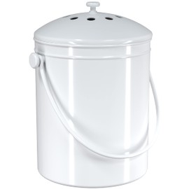 Utopia Kitchen Compost Bin for Kitchen Countertop - 1.3 Gallon Compost Bucket for Kitchen with Lid - Includes 1 Spare Charcoal Filter (White)