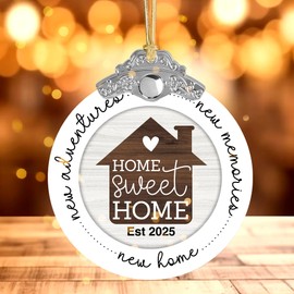 AMAQUANG New Home Ornament 2025 – Home Sweet Home Housewarming Gift for Couple, First Christmas in New House Decoration, New Homeowner Gifts, Est 2025 Ornament for Tree